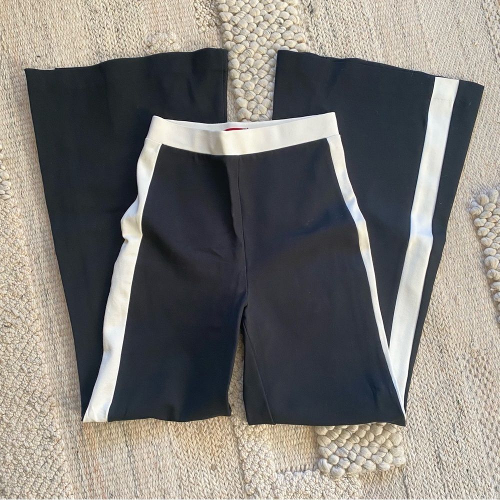 STAUD Black and White Wide Leg Pants